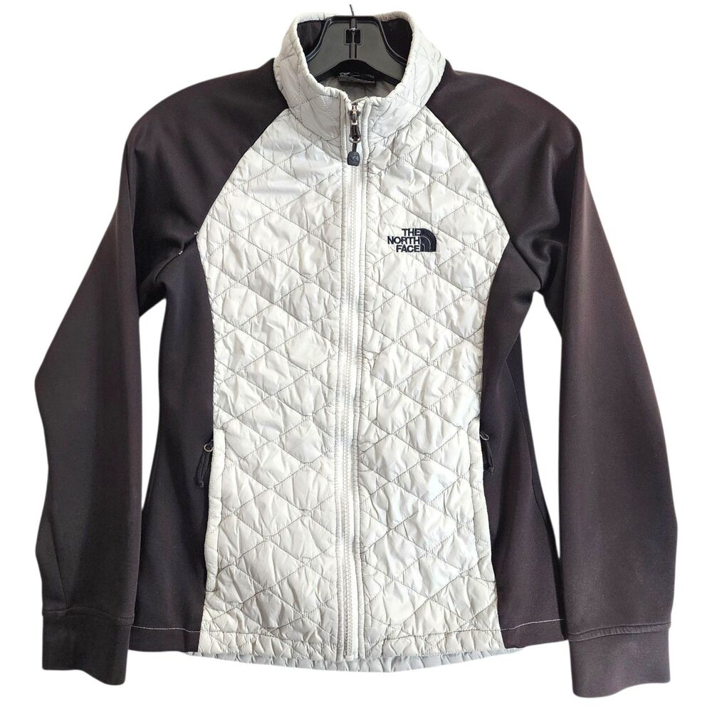 THE NORTH FACE Jacket Womens XS Black Ivory Quilted Puffer Full Zip Hike Outdoor